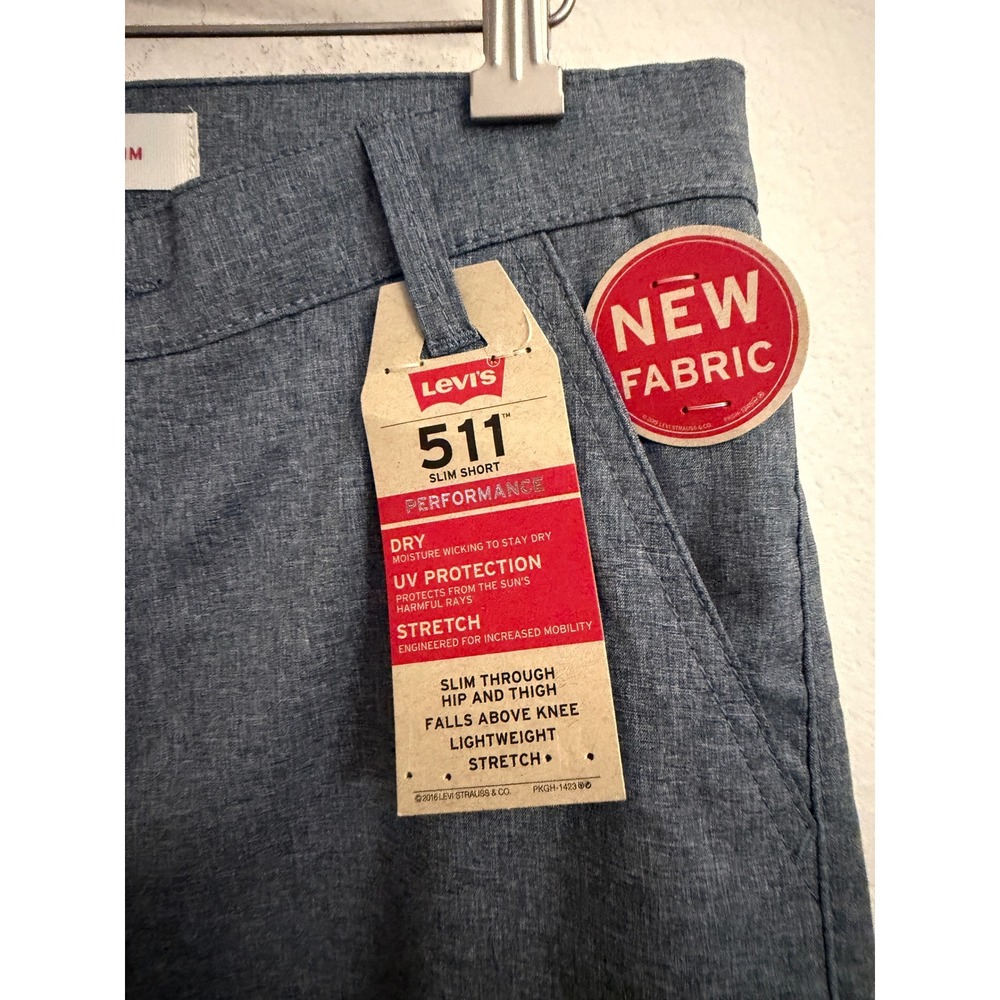 Levis 511 Slim Performance Shorts Mens 16 Reg 28 Blue Heather UV Stretch 9" Ins - Picture 3 of 9